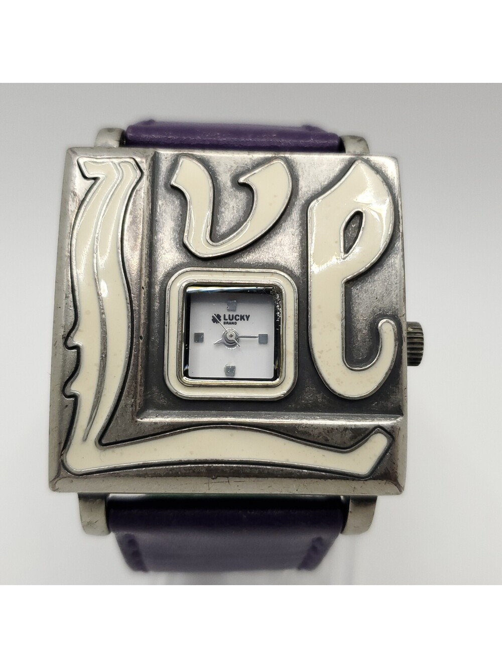 Lucky Brand Quartz Womens Watch 37mm Square Face Love Purple/Green New Battery